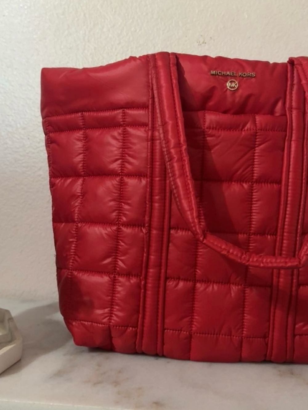 NWT MK Nylon Large Tore with multiple pockets in Crimson/Cherry color available. - Picture 4 of 5